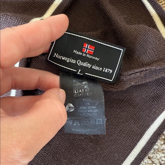 Dale of Norway Geilo Nordic Brown Merino Wool Half Zip Sweater - Picture 6 of 8